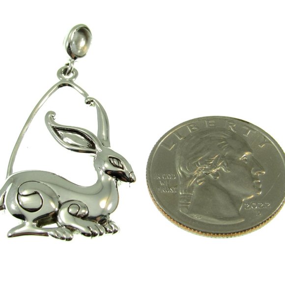 Solid 925 Sterling Silver Rabbit Ostara Pagan / Wiccan Pendant by Peter Stone - Picture 3 of 6